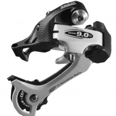 bicycle rear rear derailleur part engineered in part by Art of Mass Production, a San Diego based plastics engineering company